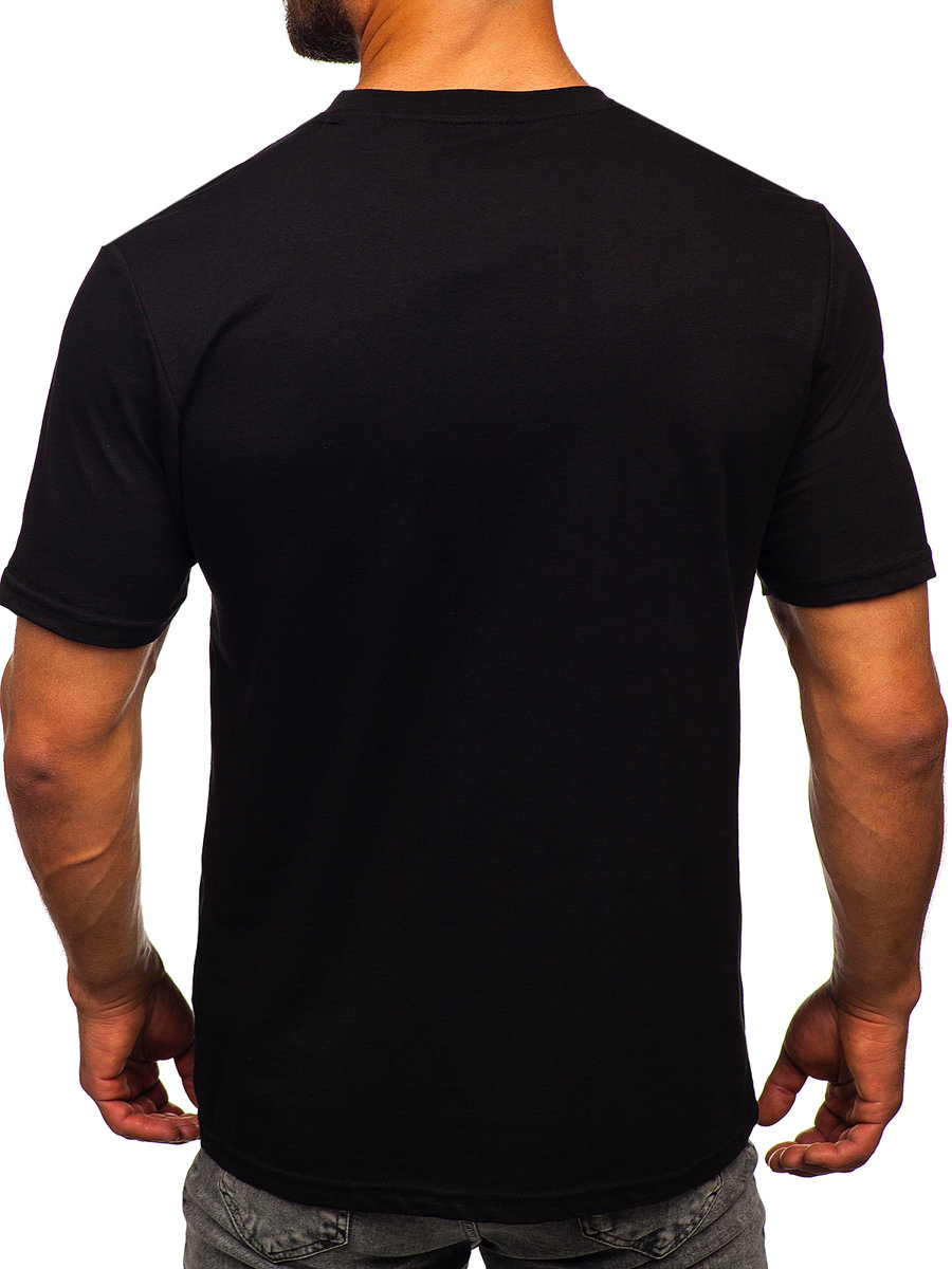 Tricou negru cu imprimeu Bolf 192245