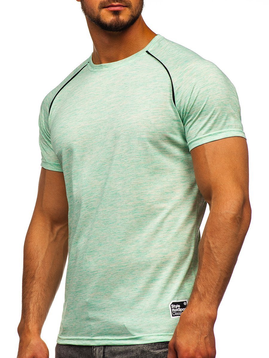 Tricou cu imprimeu verde-mentă bărbați Bolf SS11125 imagine