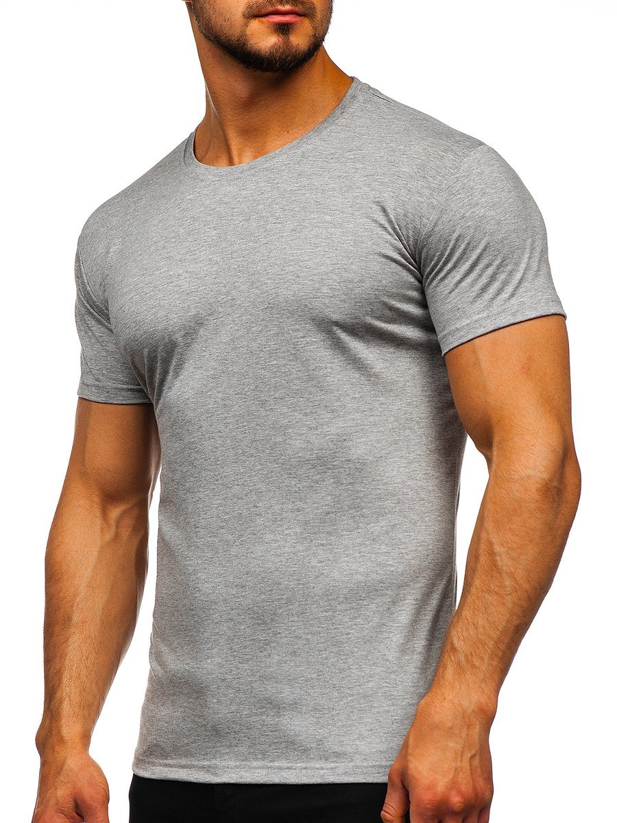 T-shirt fără imprimeu pentru bărbați gri Bolf 2005