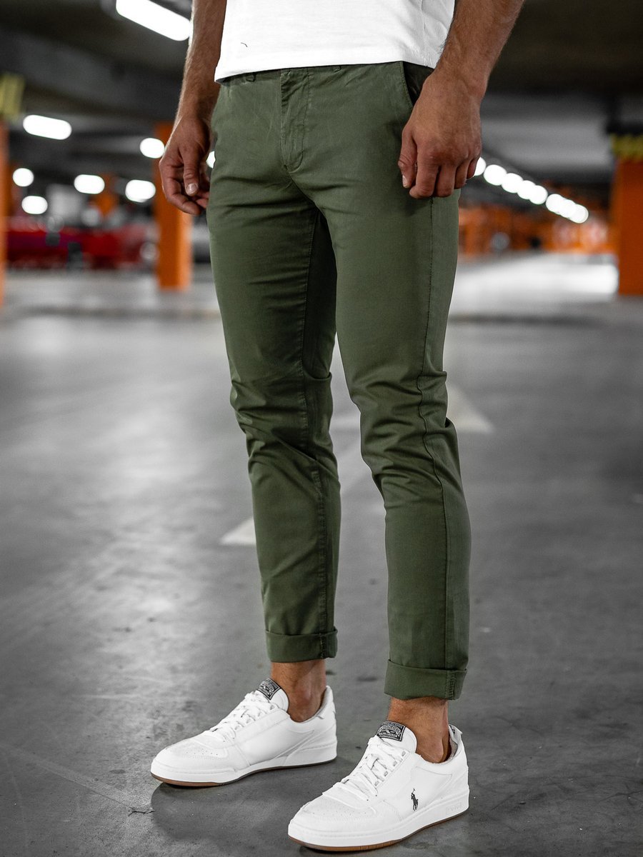 Pantaloni chinos verzi bărbati Bolf 1146