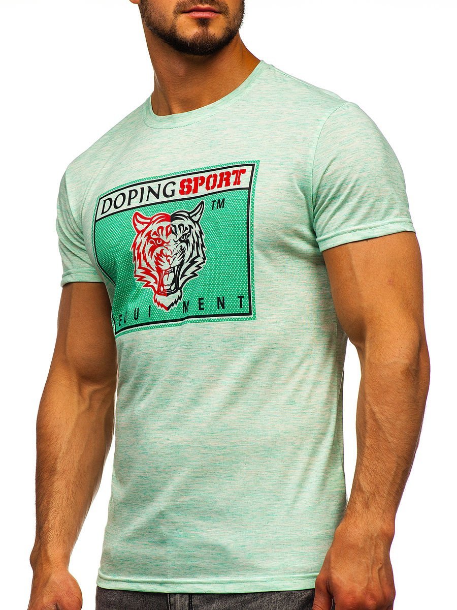 Tricou cu imprimeu verde-mentă bărbați Bolf SS11130