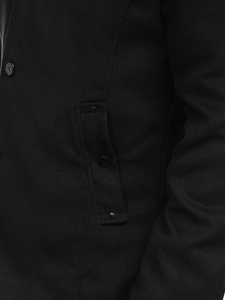 Palton negru bărbați un rând de nasturi guler înalt Bolf 8853