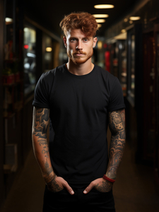 Tricou lung negru bărbătesc fără imprimeu Bolf 14290A2