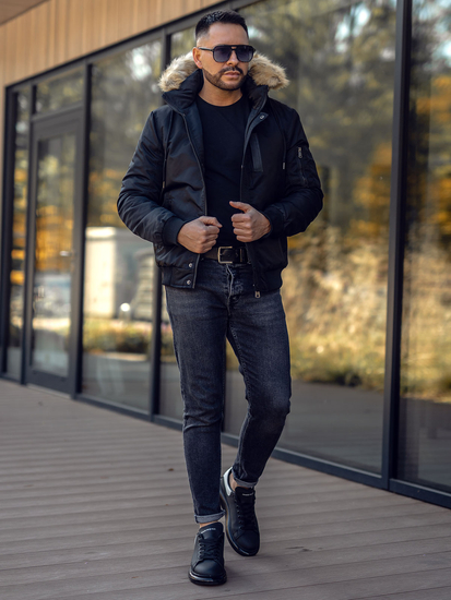 Geacă de iarnă neagră Bolf 2129