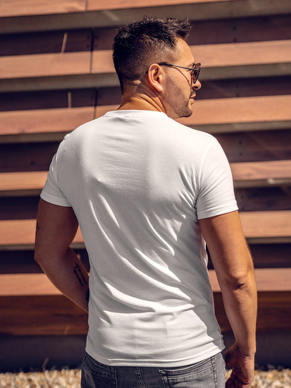 Tricou cu imprimeu army alb-verde Bolf 8T85A