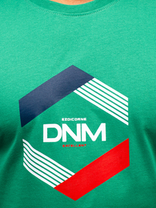 Tricou pentru bărbați din bumbac verde cu imprimeu Bolf 14741