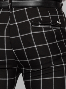 Pantaloni chinos în carouri negri Bolf 0046