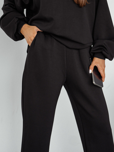 Set trening din două piese pentru femei cu glugă negru unt Bolf 525