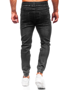 Blugi joggers cargo negri Bolf 9070