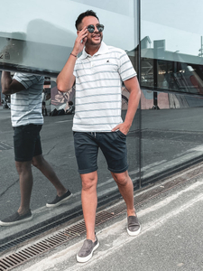 Tricou polo bărbătesc în dungi albe Bolf 14954A