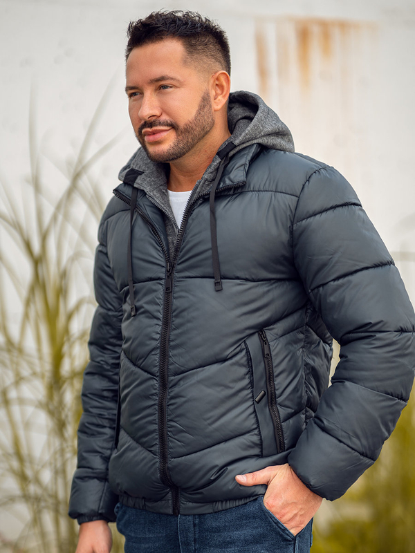 Jachetă de iarnă pentru bărbați matlasată cu grafit Bolf B2906A