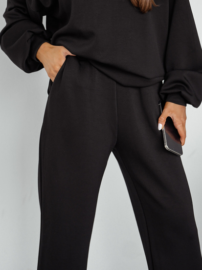 Set trening din două piese pentru femei cu glugă negru unt Bolf 525