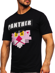 Tricou negru cu imprimeu și aplicații Bolf 192380