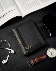 Portofel din piele negru bărbați 13967