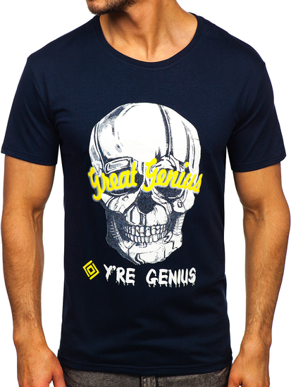 Tricou bărbați bleumarin cu imprimeu Bolf Y70012