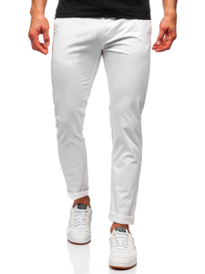 Pantaloni chinos albi bărbați Bolf 1146