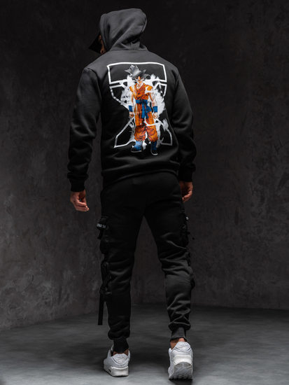 Hanorac negru cu imprimeu Bolf 147049A