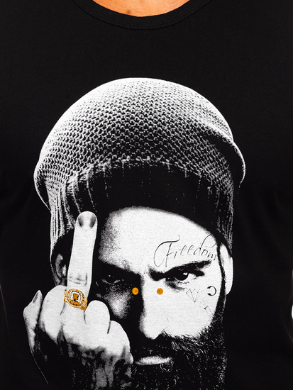 Maiou negru tank top cu imprimeu Bolf 14812