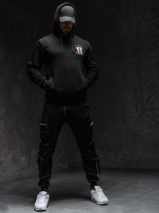 Hanorac negru cu imprimeu Bolf 147049A