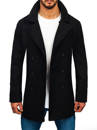 Palton de iarnă pentru bărbați, scurt, negru, la două piept Bolf 11Z8215A2