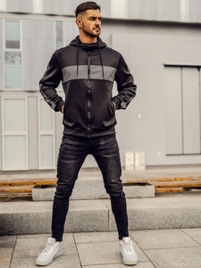 Hanorac negru cu imprimeu Bolf 27B8121