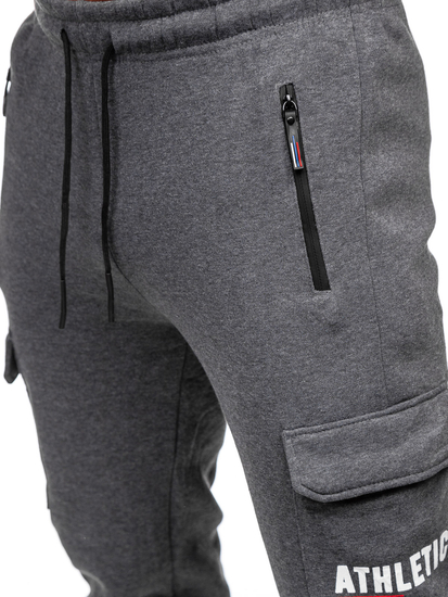 Pantaloni de trening cargo joggers gri-antracit Bolf JX6028