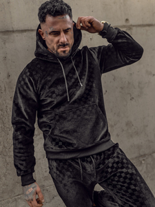 Trening catifea negru cu glugă Bolf 3A82-A