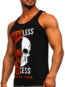 Maiou negru tank top cu imprimeu Bolf 14841