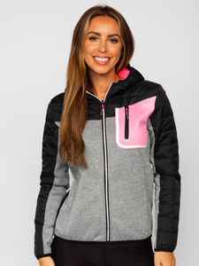 Jachetă cu glugă tranzițională pentru femei Bolf negru KSW4005A1