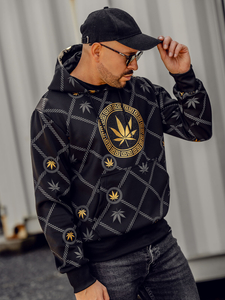 Hanorac negru cu imprimeu Bolf HM630