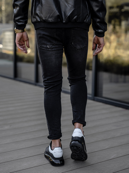 Blugi regular fit negri cu curea Bolf TF098