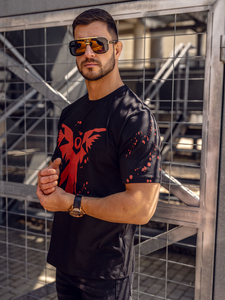 Tricou negru cu imprimeu Bolf 300A