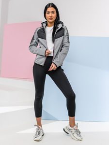 Hanorac cu glugă tranzițională pentru femei gri Bolf KSW4007