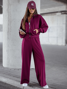 Set hanorac cu fermoar două piese pentru femei vișiniu Bolf 821109