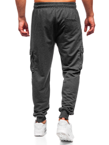 Pantaloni de trening joggers cargo gri-antracit Bolf JX6362