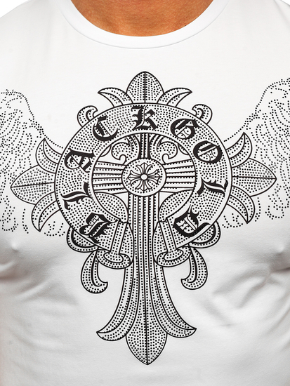 Tricou alb cu imprimeu Bolf MT3037