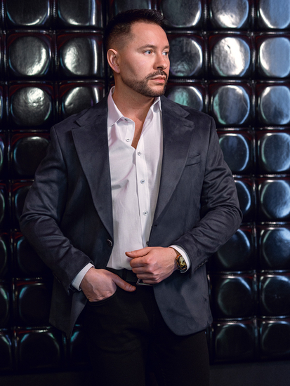 Sacou bleumarin din catifea pentru bărbați Bolf 24410