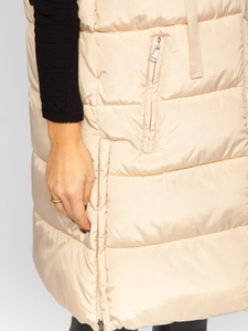 Vestă lungă bej oversize mătlăsată dame Bolf 81276