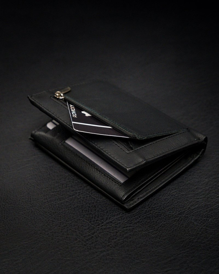 Portofel din piele negru bărbați 13967