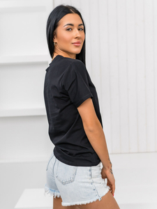 Tricou de dama negru cu aplicatie Bolf 97T2102