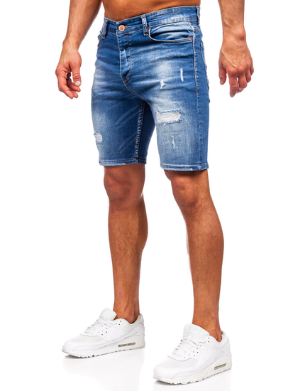 Pantaloni scurți din denim pentru bărbați bleumarin Bolf 0592