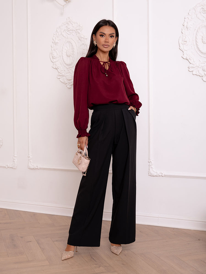 Bolf 546 Bluză elegantă pentru femei burgundă cu cravată