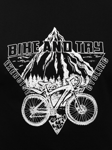 Tricou bărbătesc din bumbac negru cu imprimeu Bolf MPO3557