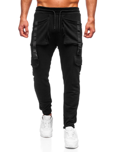 Pantaloni joggers cargo negri Bolf 6584