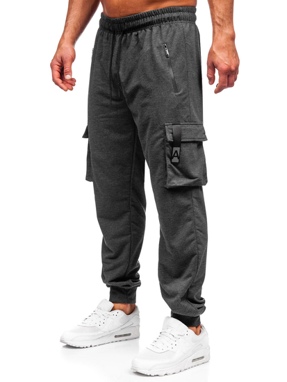 Pantaloni de trening joggers cargo gri-antracit Bolf JX6362