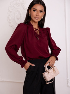 Bolf 546 Bluză elegantă pentru femei burgundă cu cravată
