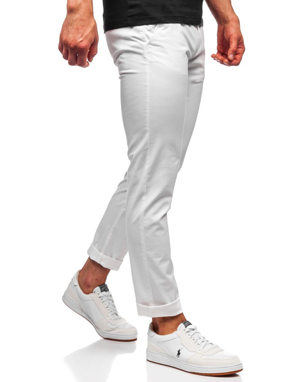 Pantaloni chinos albi bărbați Bolf 1146