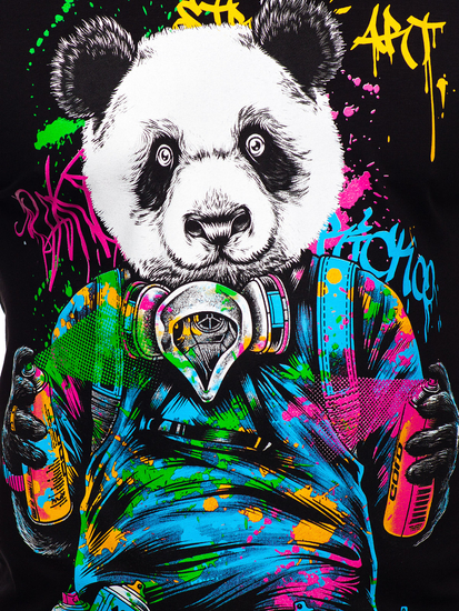 Tricou negru cu imprimeu Bolf 2186