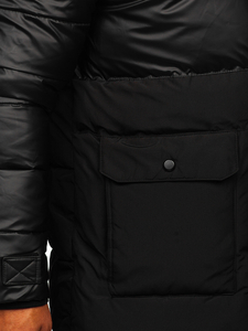 Geacă de iarnă neagră lungă Bolf 22M62