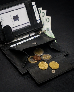 Portofel din piele negru bărbați 13967